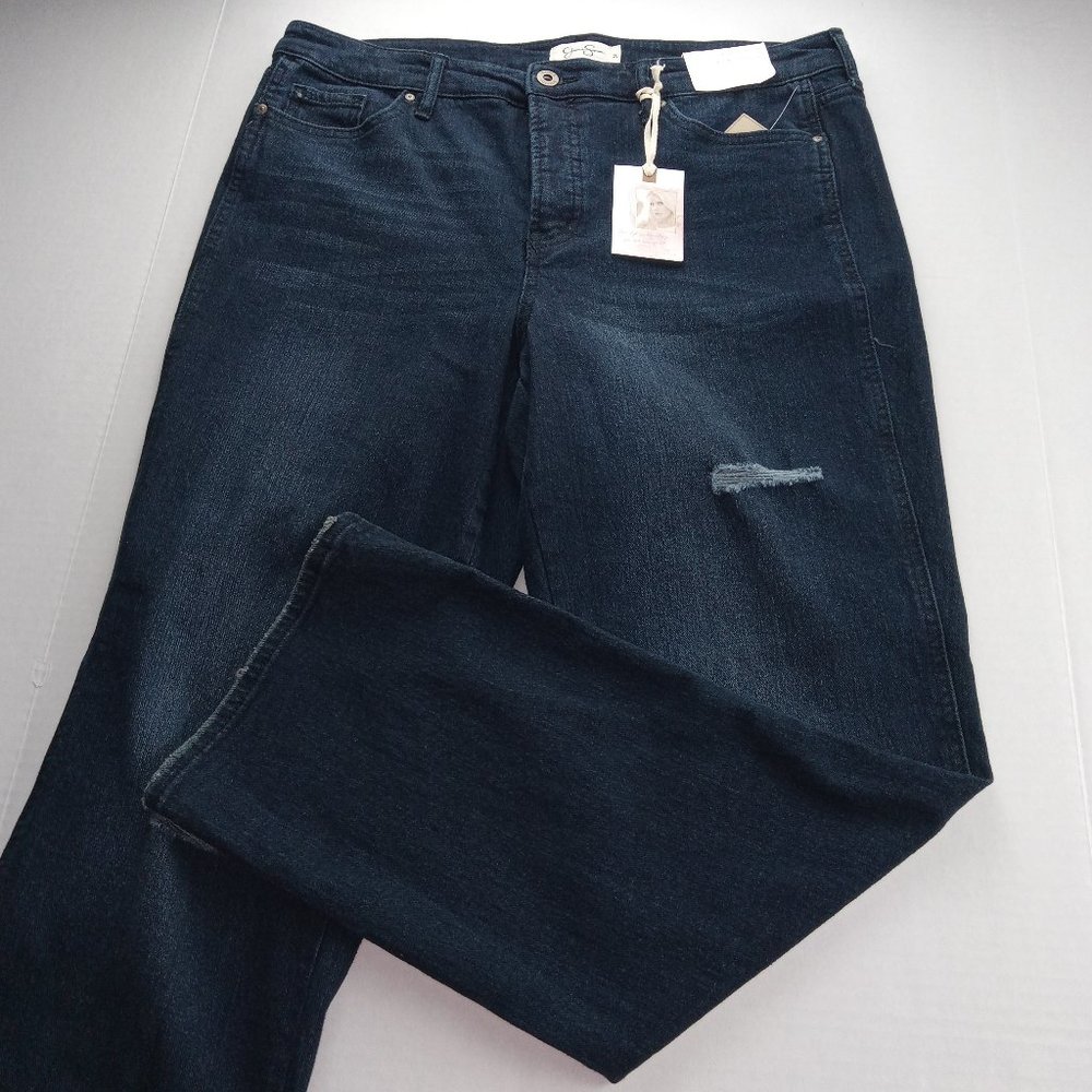 Jessica Simpson Women's Flirt Straight Boot Jeans Size 31 Dark Wash Button Fly